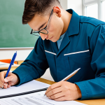 Documentation**

"A student technician, fully clothed in a professional uniform, carefully filling out a form at a desk with various documents and pens, in a bright classroom setting, safe for work, appropriate content, perfect anatomy, correct proportions, professional documentation skills, family-friendly."

**