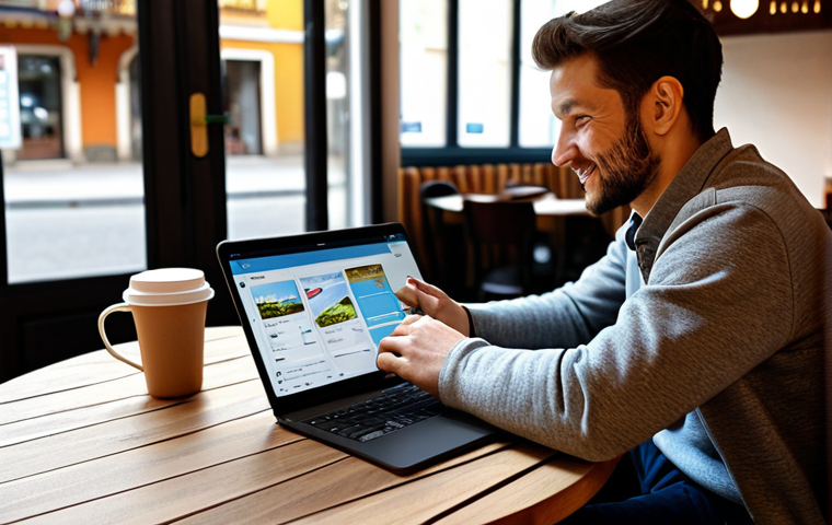 Mobile Travel App**

A person is using a mobile phone to plan a vacation, showing a travel app interface with personalized recommendations. The scene takes place in a cozy cafe setting with a laptop and coffee on the table. The person is fully clothed in casual, comfortable attire. Safe for work, appropriate content, professional digital art, perfect anatomy, natural proportions, family-friendly.

**